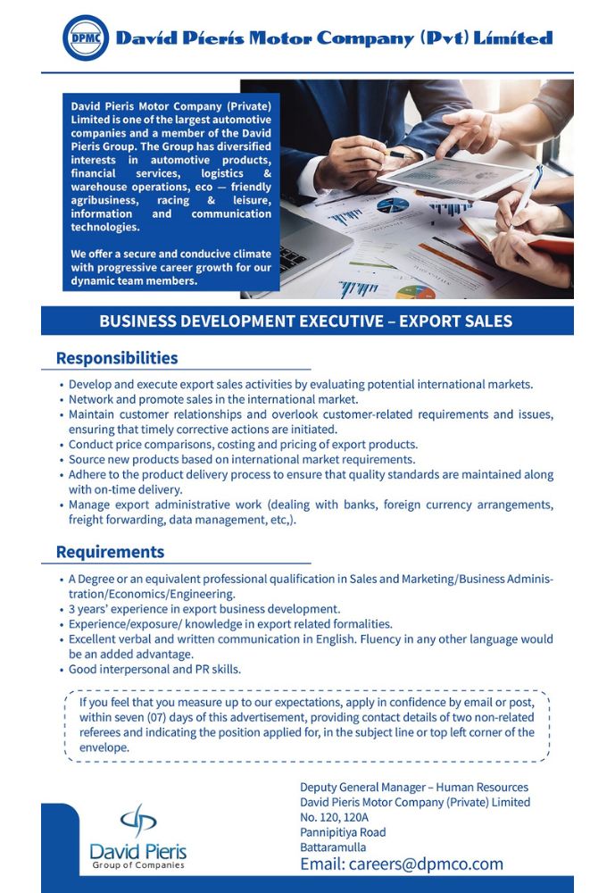 Business Development Executive - Export Sales