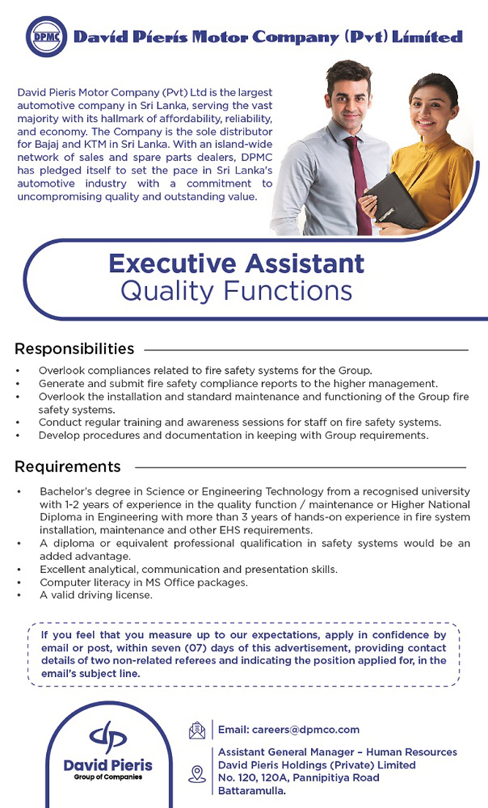 Executive Assistant - Quality Functions