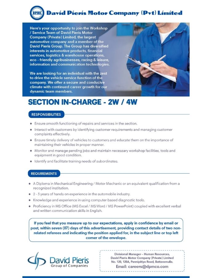 Section in-charge Workshop