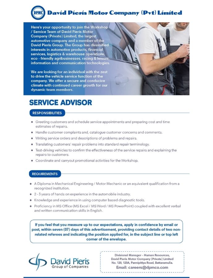Service Advisor - Workshop