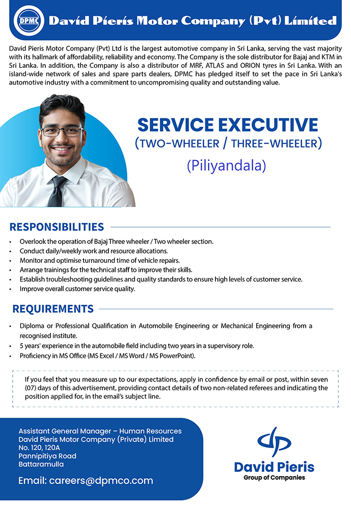 Service Executive - Two Wheeler/ Three Wheeler